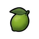 single bright green lime with one leaf — RimWorld sprite