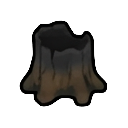 burnt tree stump top-down, blackened jagged… — RimWorld item sprite